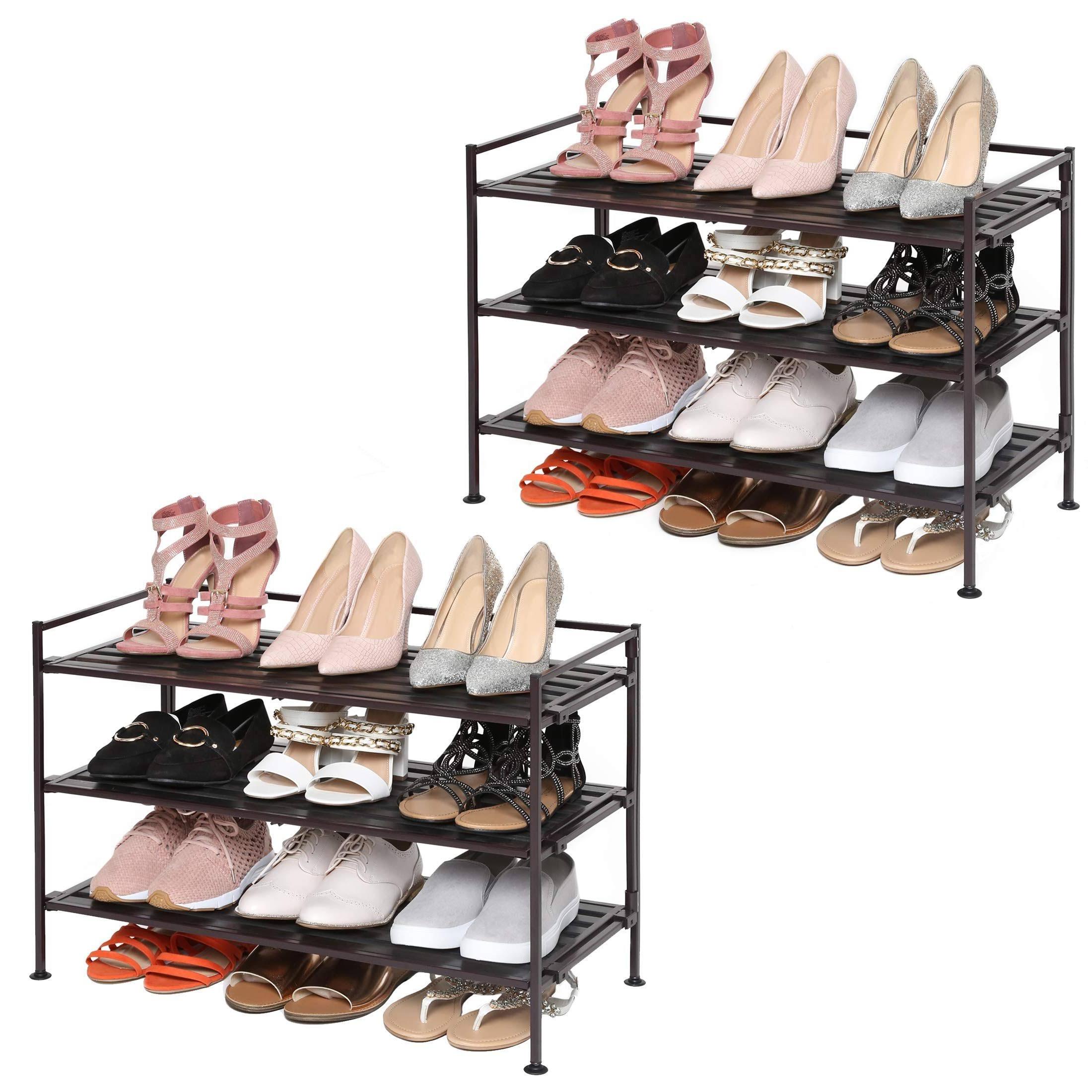 3 Tier Resin Slat Utility Shoe Rack 2 Pack ,