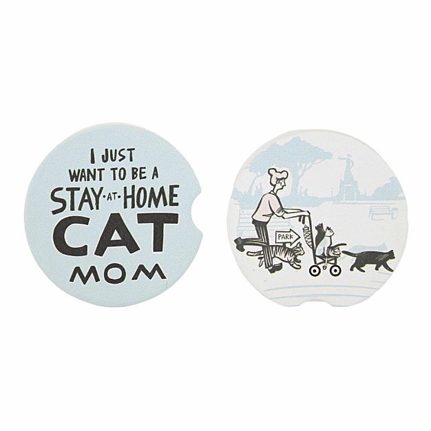 Car Coaster Cat Mom 2 Car Coasters 2 75 Inches Stay At Home 105767 Stoneware Multicolored