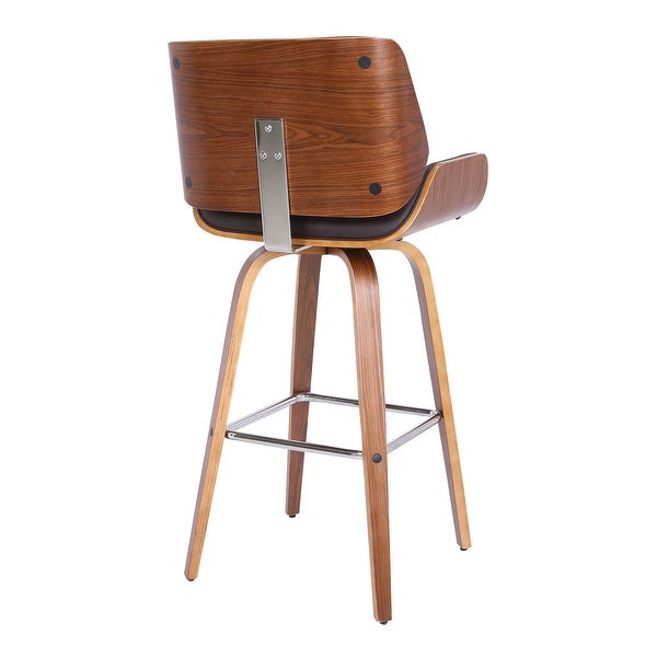 Tyler Mid-Century Modern Swivel Counter/Bar Stool in Faux Leather and Wood