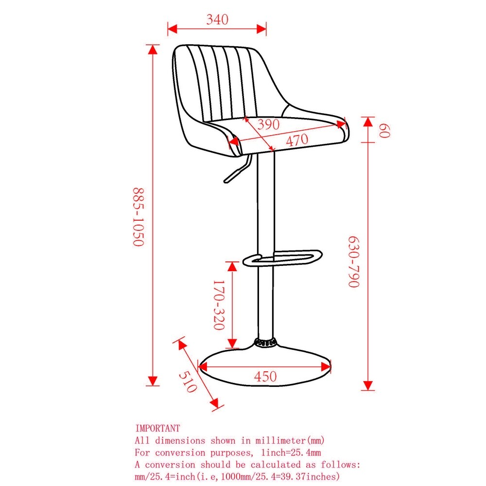 Set of 2 Modern Fabric and Metal Adjustable Air Lift Stool with Swivel