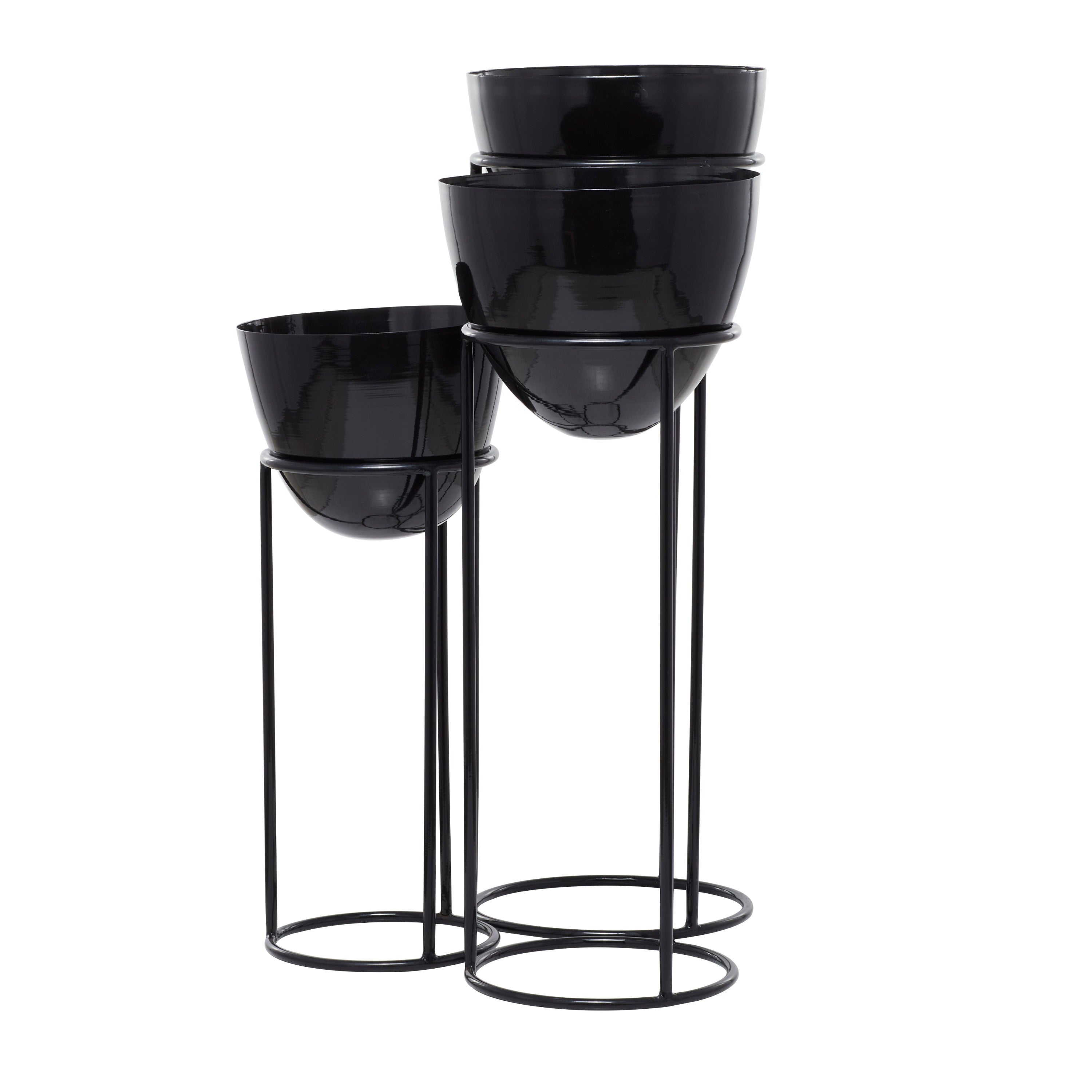 CosmoLiving by Cosmopolitan 36", 33", 26"H Black Metal Planter with Removable Stand (3 Count)