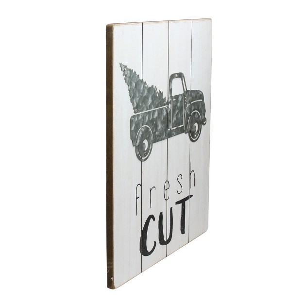 Gray And Black quot fresh Cut quot Galvanized Truck Christmas Wall Hanging