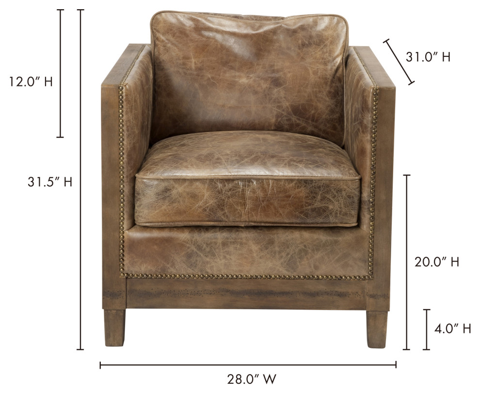 Darlington Club Chair Grazed Brown Leather   Transitional   Armchairs And Accent Chairs   by Buildcom  Houzz