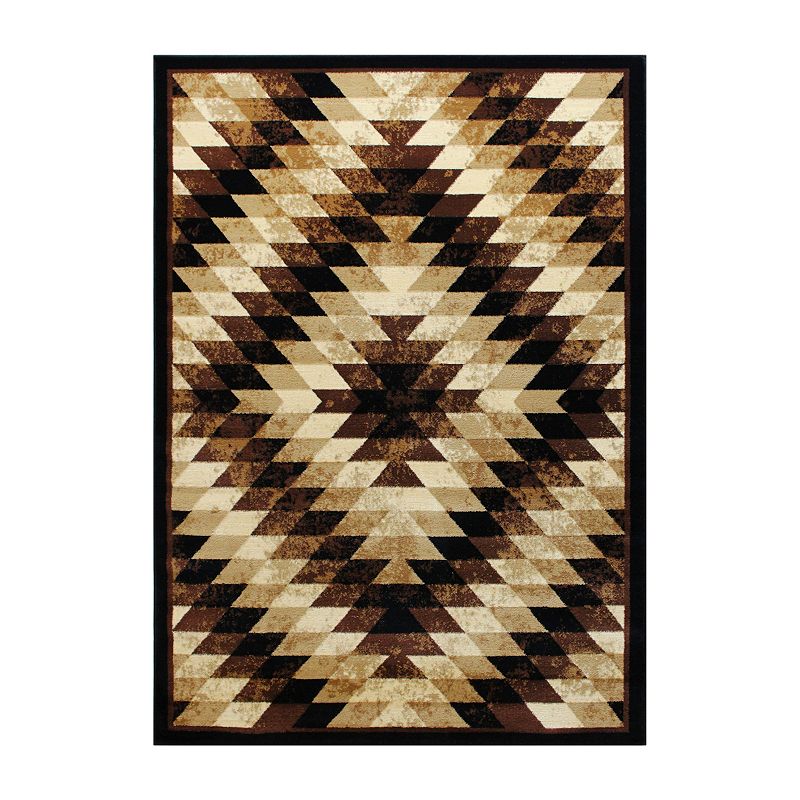 Masada Rugs Masada Rugs Stephanie Collection 5'x7' Area Rug with Distressed Southwest Native American Design 1106 in Brown， Black and Beige