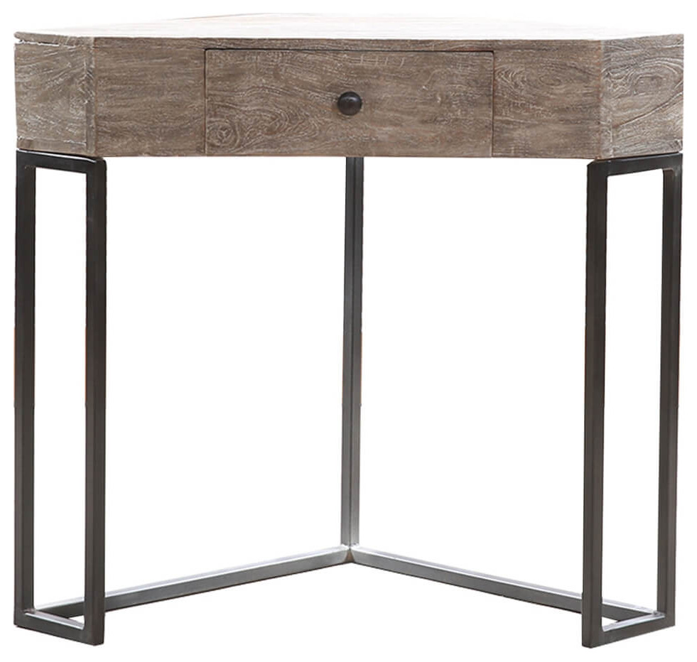 Solid Wood Contemporary Console Table With Industrial base   Industrial   Console Tables   by Sierra Living Concepts Inc  Houzz