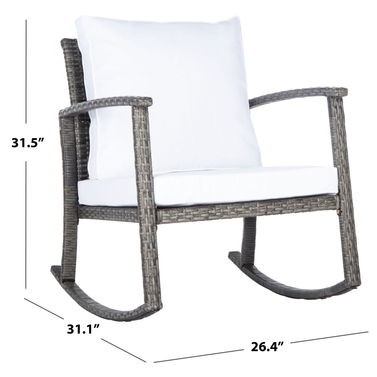 SAFAVIEH Outdoor Collection Daire Rocking Chair Grey Brown/White Cushion