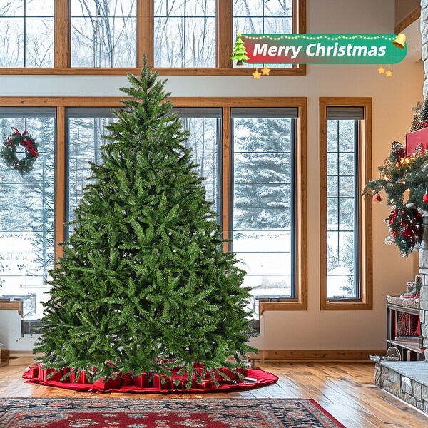 7ft Christmas Tree，Premium Unlit Hinged Spruce Full Tree with 2231 Branch Tips，Metal Stand，Hinged Structure，Festival Xmas Tree