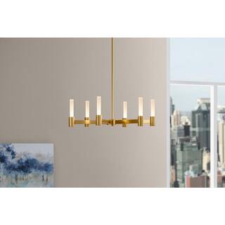 Hampton Bay Bellingham 35-Watt 6-Light Gold Integrated LED Chandelier HD7972A