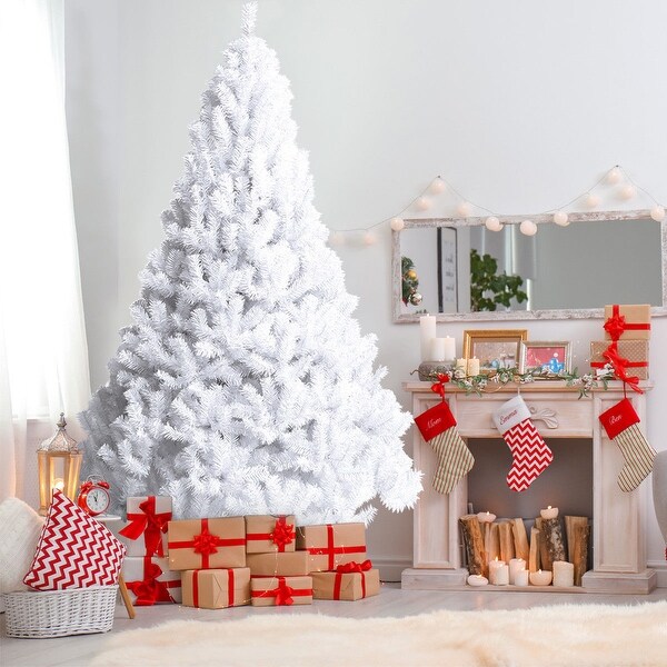 Costway 5Ft/6Ft/7Ft/8Ft Artificial PVC Christmas Tree W/Stand Holiday