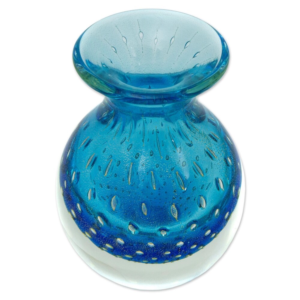 Novica Handmade Ocean Inspiration Art Glass Vase