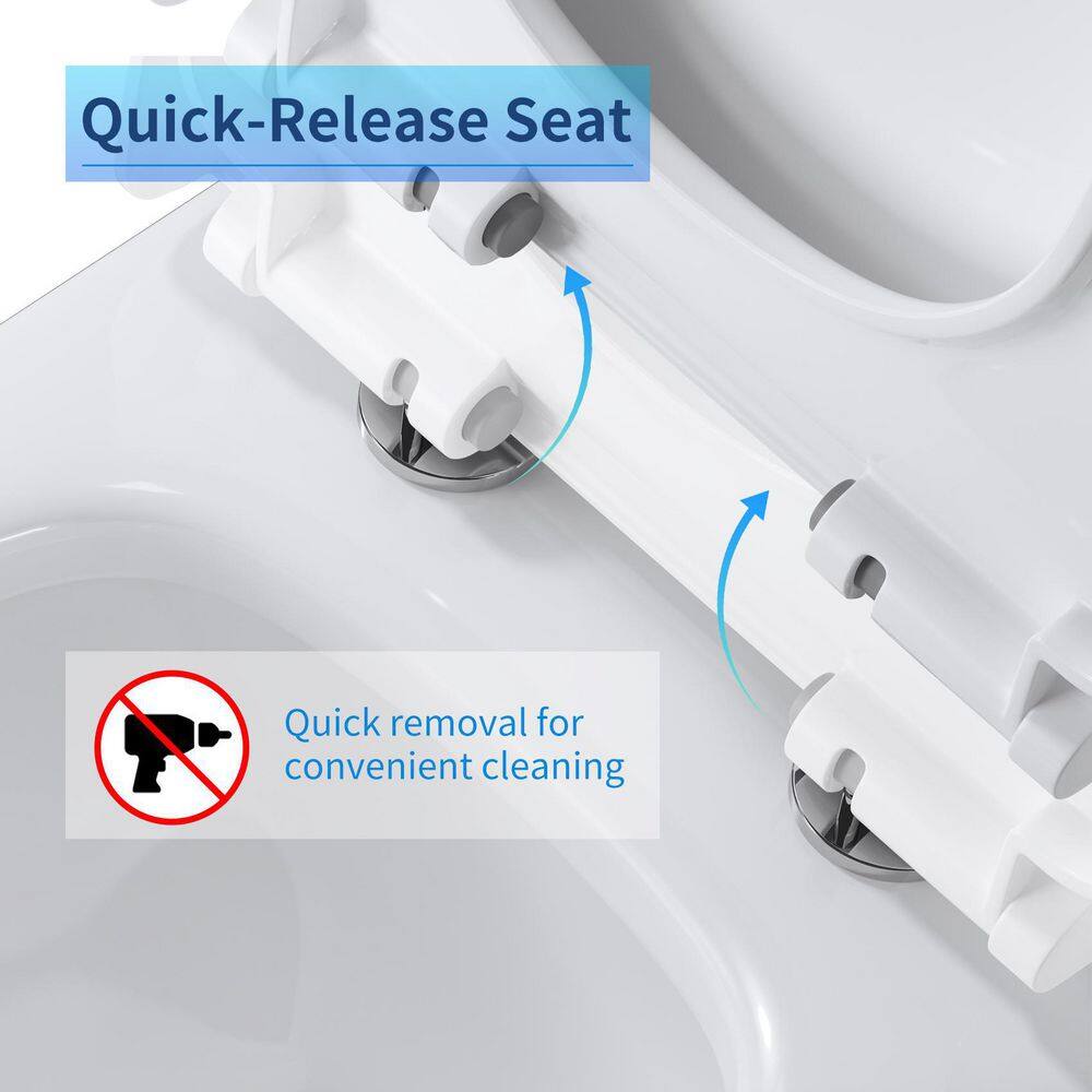 UPIKER Modern 12 in. Rough-In 1-piece 1.27 GPF Dual Flush Elongated Toilet in White Seat Included UP2210TOW1854