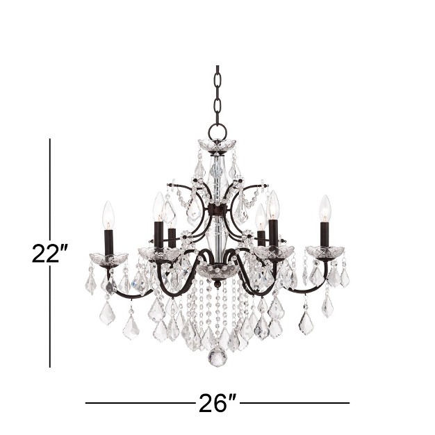 Wide French Scroll Arm Clear Crystal 6 light Fixture For Dining Room Home Foyer Kitchen Island