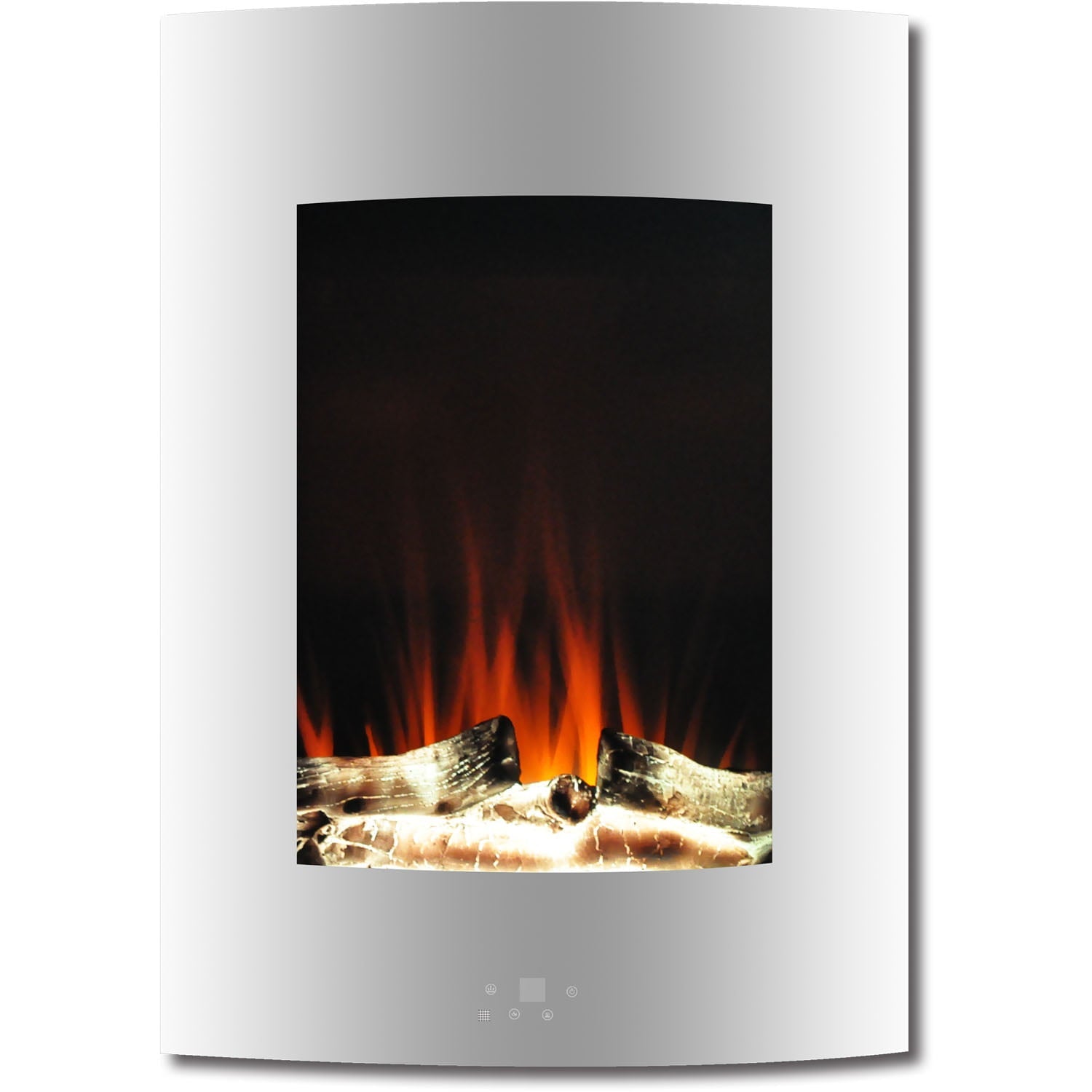 Cambridge 19 In. Vertical Electric Wall Mounted Fireplace Heater with Multicolor Flame and Driftwood Log Display, Adjustable Heat, Remote - CAM19VWMEF-2WHT