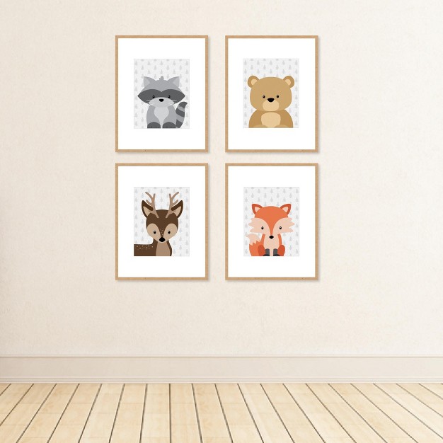 Big Dot Of Happiness Woodland Creatures Unframed Forest Animals Nursery And Kids Room Linen Paper Wall Art Set Of 4 Artisms 8 X 10 Inches