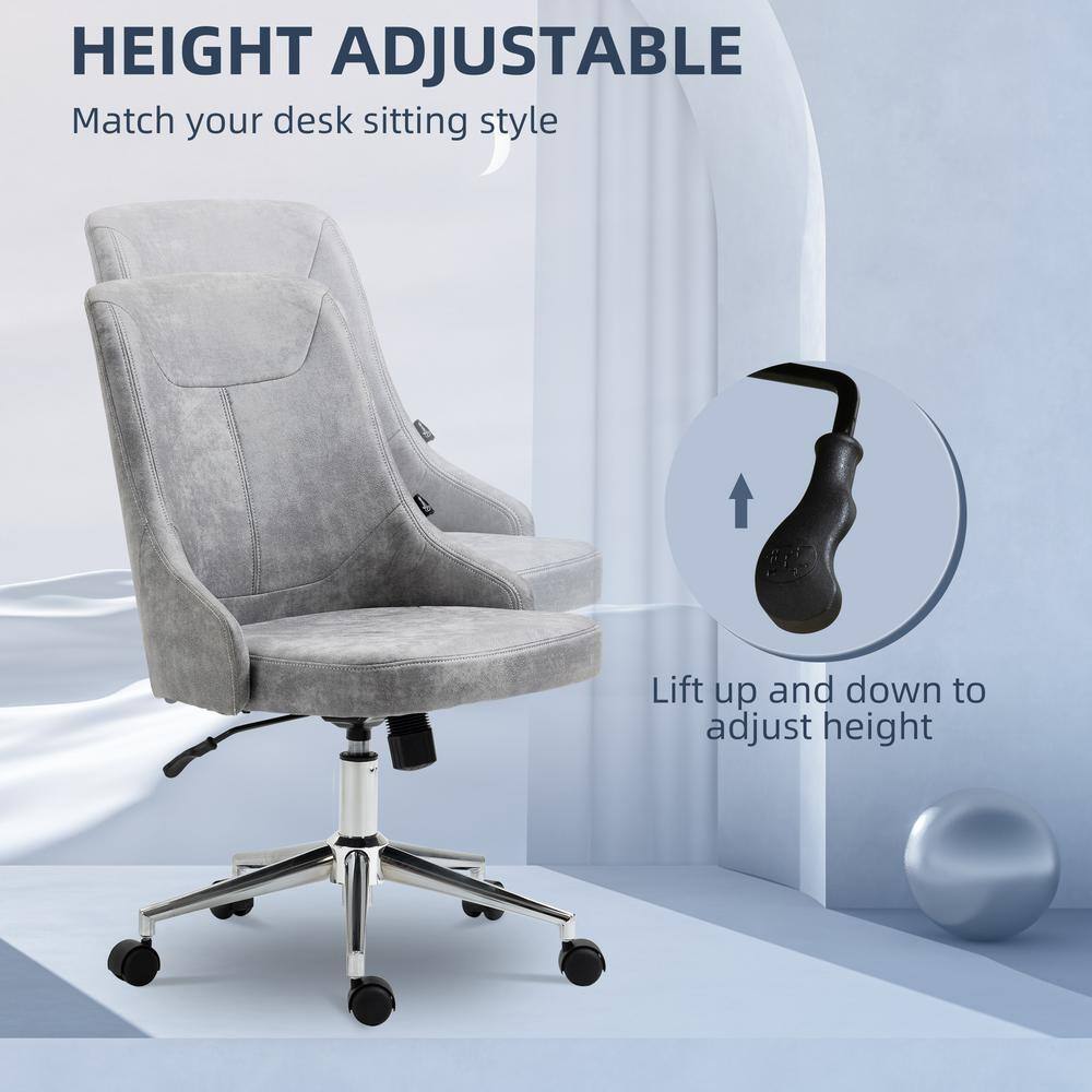 Vinsetto Light Grey Microfiber Cloth Seat Height Adjustable Task Chair with Non-Adjustable Arms 921-562