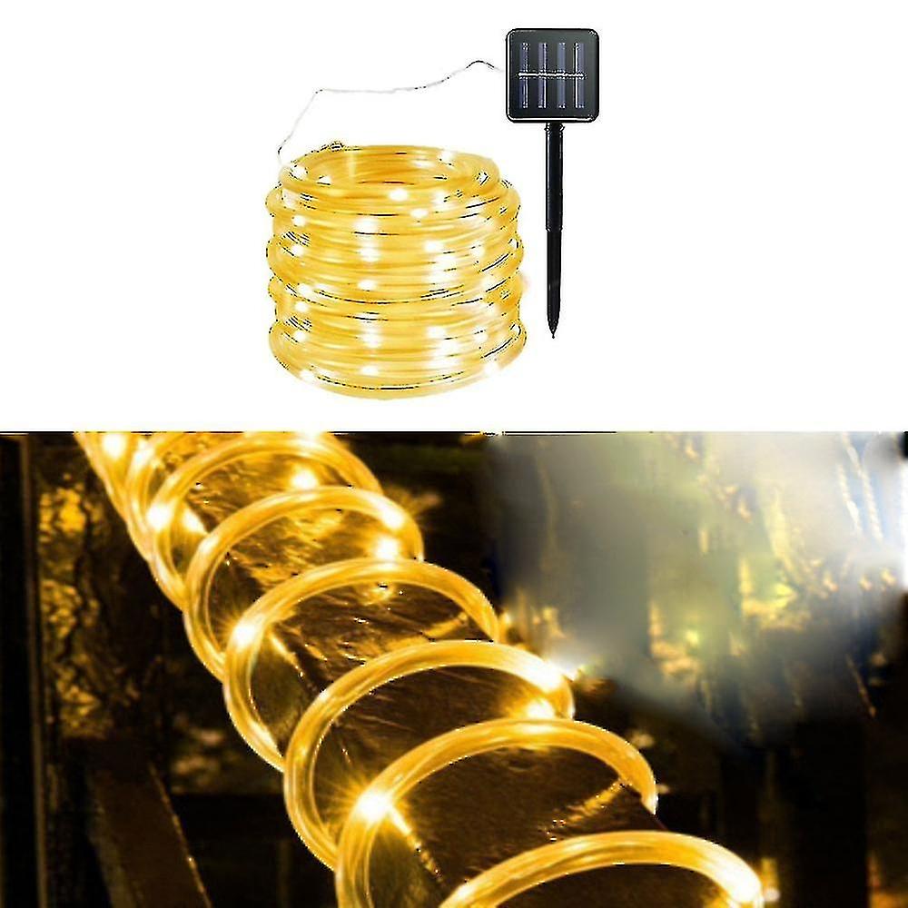 Led Strip Outdoor Solar Lights， Waterproof 100led 8 Mode Tape Tube Copper Wire Rope Solar Garland Li