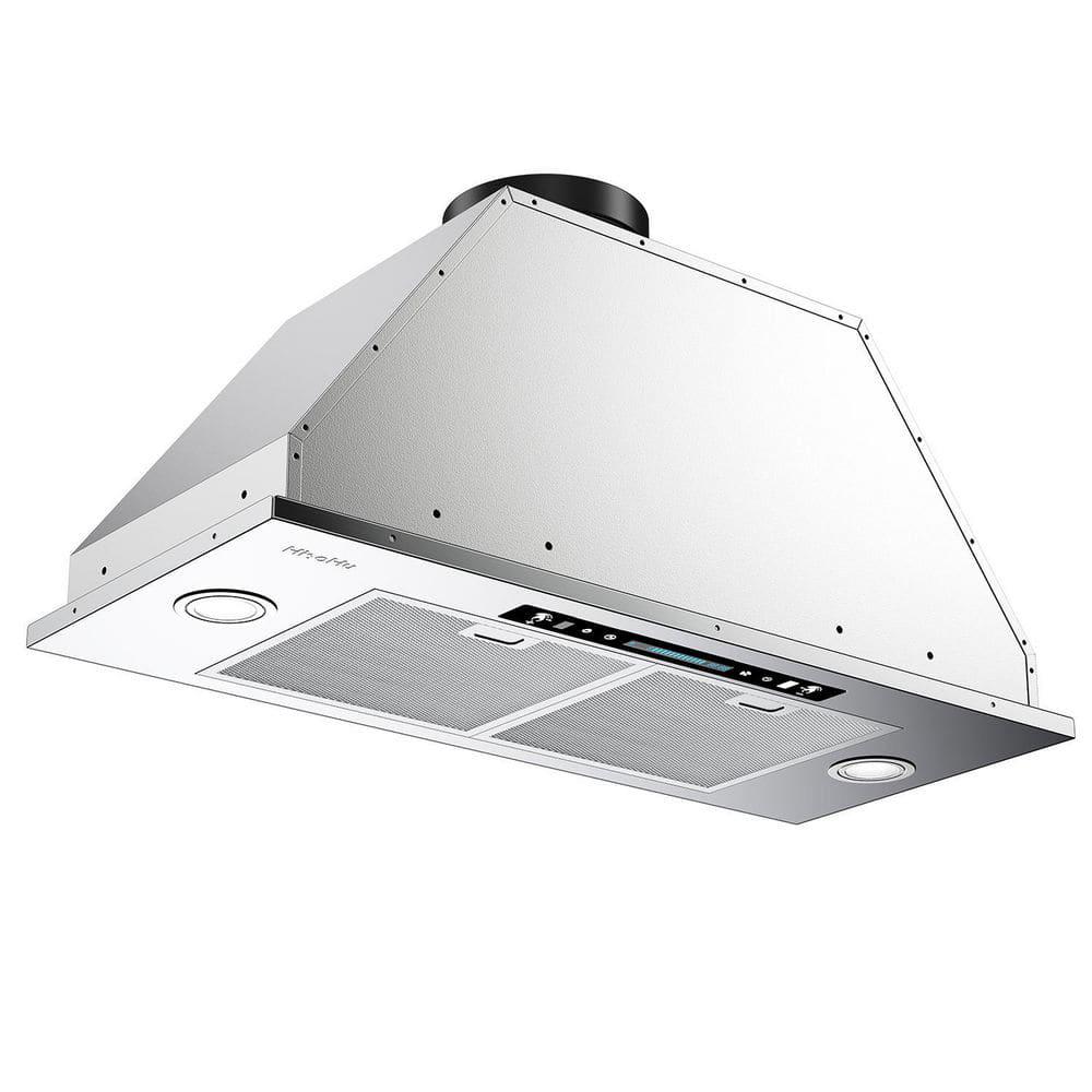 HisoHu 30 in 900 CFM Ducted Insert with Light and Hand Motion Control Range Hood in Stainless Steel