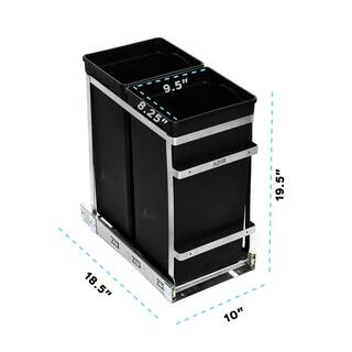 AdirHome 9.5 Gal. Steel In-Cabinet Under-Counter Pull-Out Trash Can with 2 Trash Bins 315-02-SS