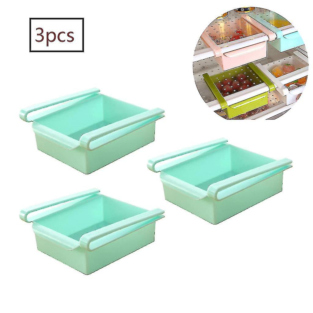 3 Pieces Fridge Drawer Freezer Crisper Shelf Vegetable Storage Blue