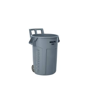 Rubbermaid Commercial Products Brute 44 Gal. Grey Round Vented Wheeled Trash Can 2131928