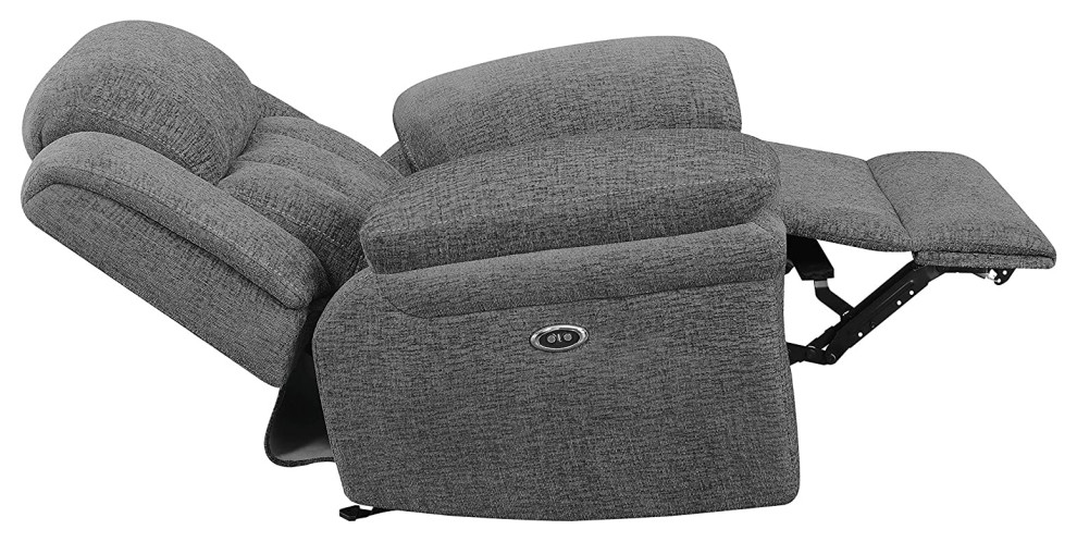 Power Glider Recliner  Charcoal Chenille Upholstered Seat With Pillowed Arms   Modern   Theater Seating   by Decorn  Houzz