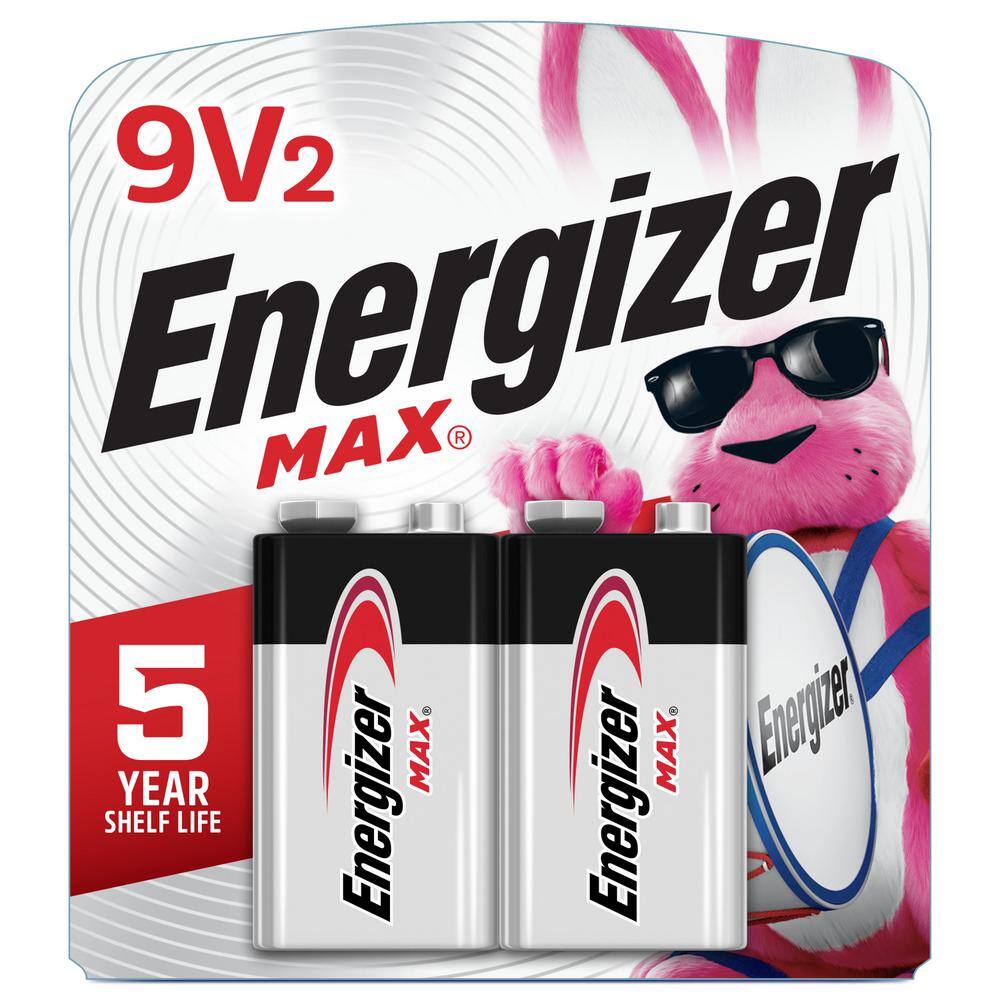 Energizer MAX 9V Batteries (2-Pack) 9-Volt Alkaline Batteries 522BP-2