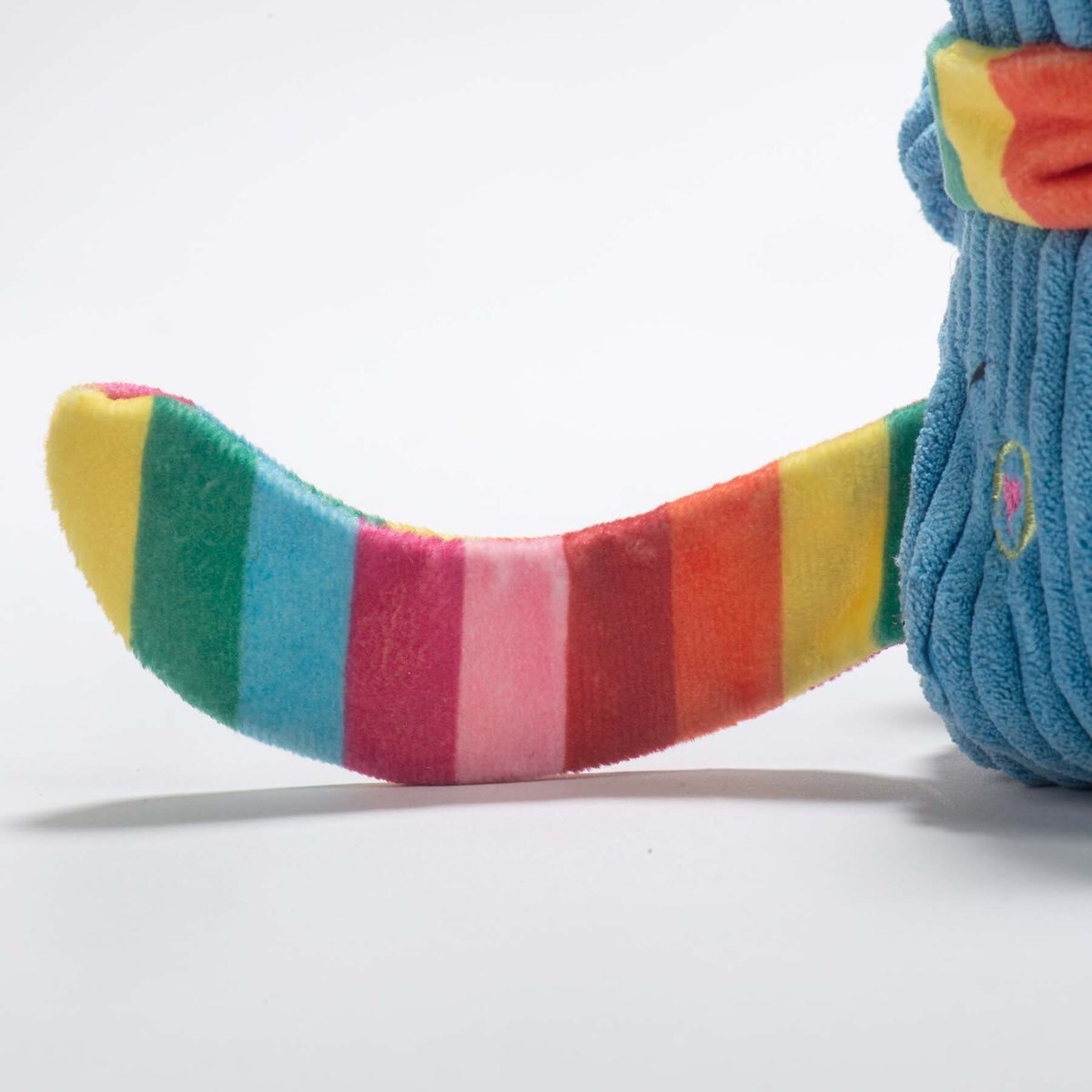 HuggleHounds Rainbow Durable Plush Corduroy Knotties Chesire Cat Squeaky Dog Toy