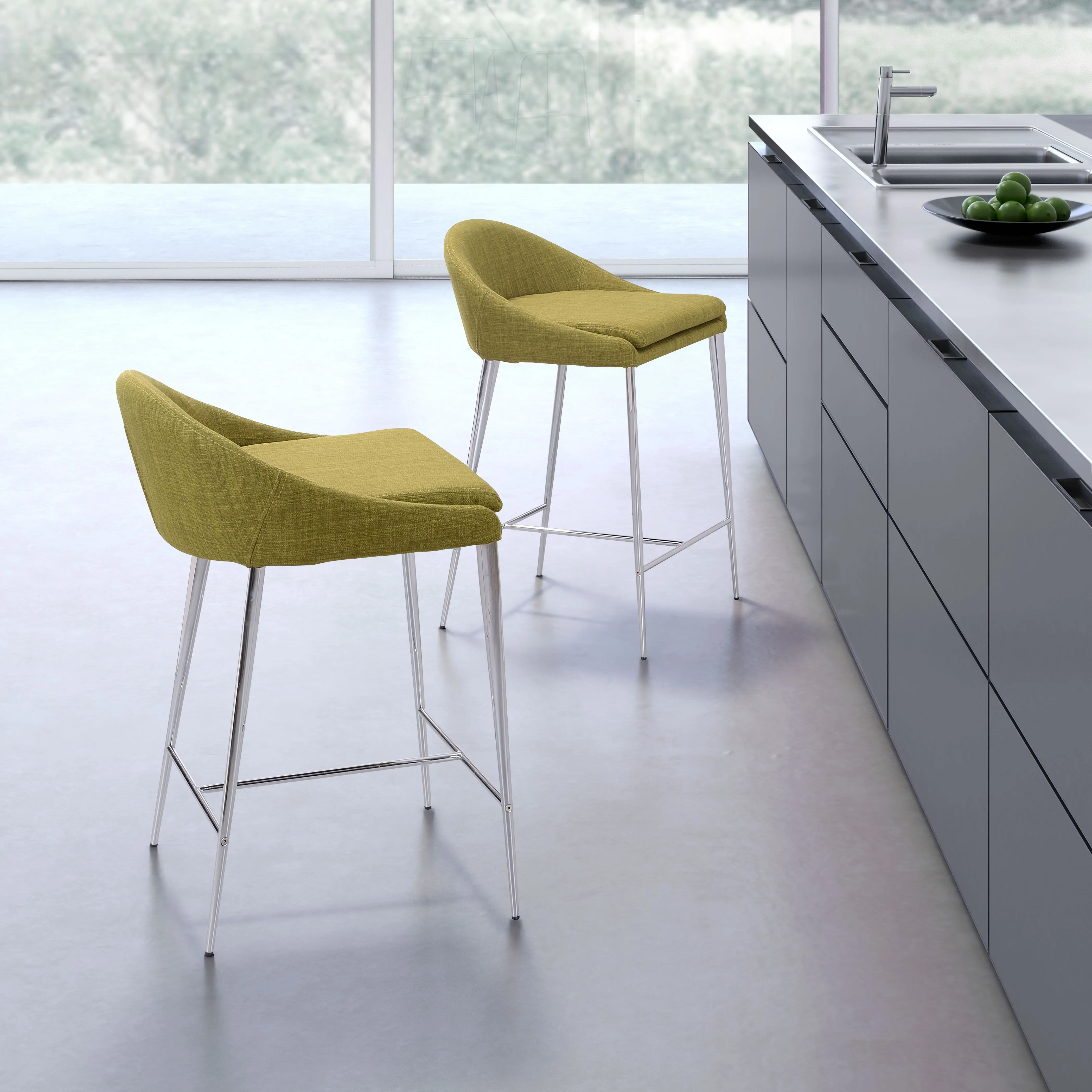 Reykjavik Pea Green Counter Height Stool， Set of 2