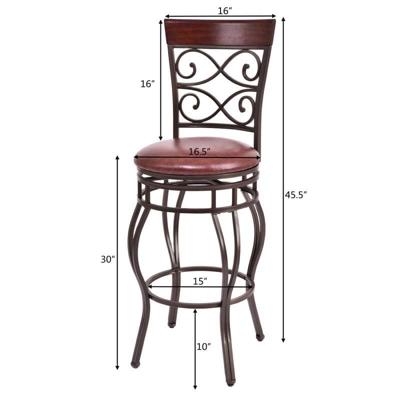 2-Pack 360 Degree Swivel Bar Stools with Back, 30