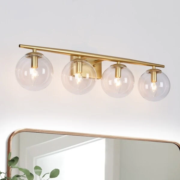 Modern Gold 4/ 3-light Bathroom Vanity Lights Glass Globe Wall Sconces