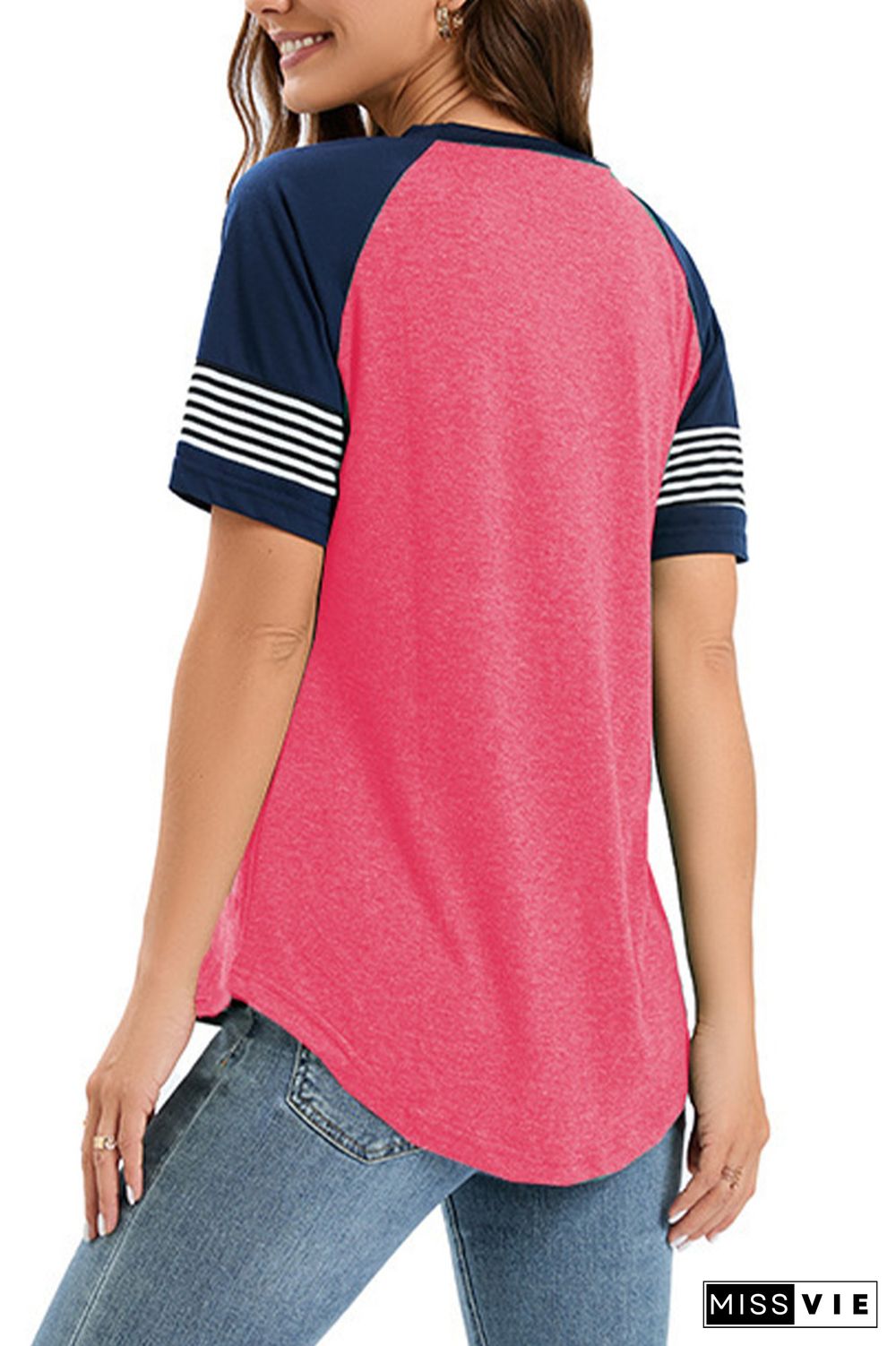 Colorblock Splicing Stripe Tee