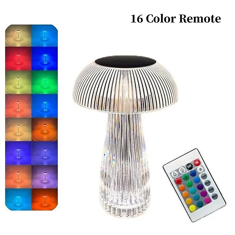 16 Colors Creative Jellyfish Lamp Crystal Table Lamp Nightlights Mushroom Lamp Bedroom Night Lamp Atmosphere Decoration Light