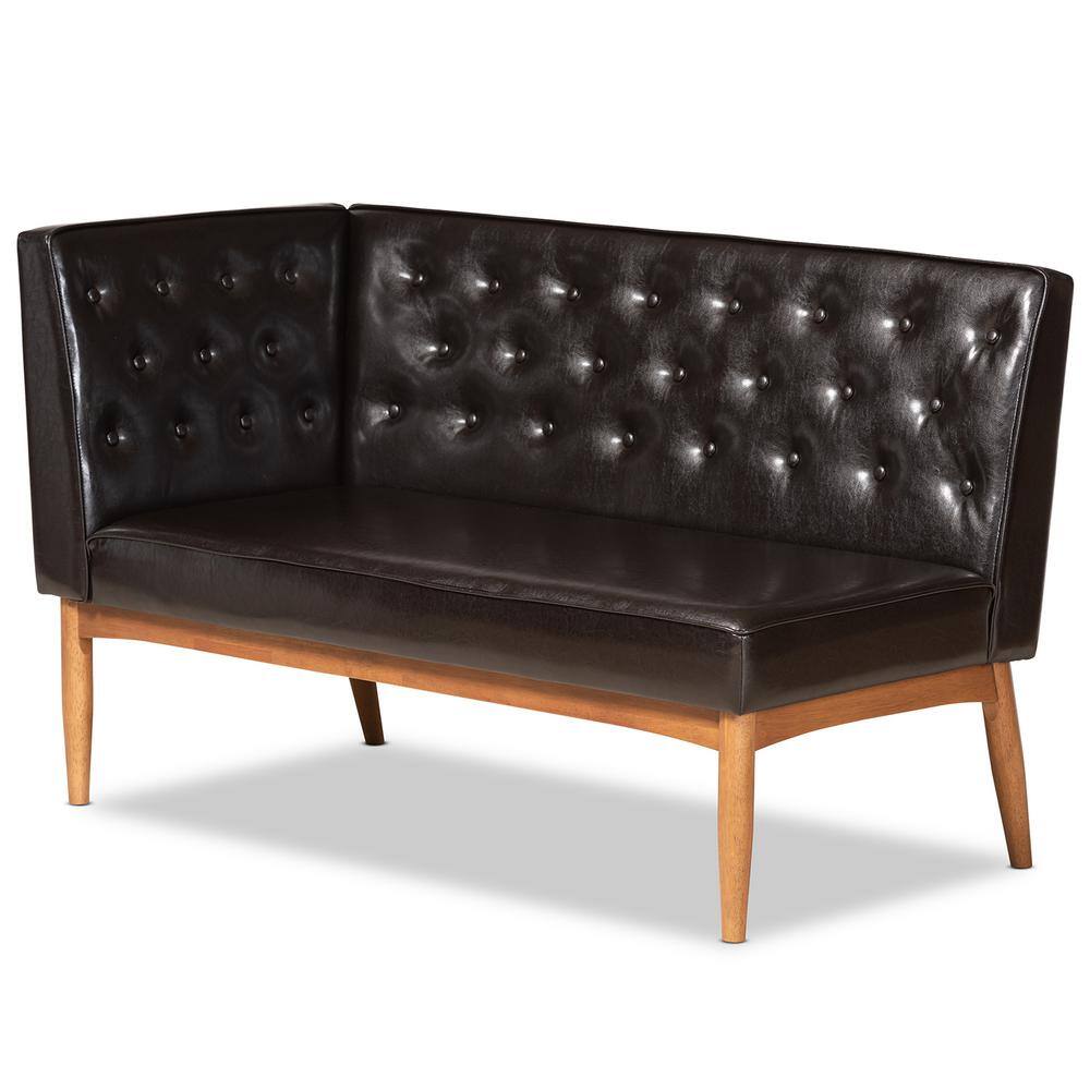 Baxton Studio Riordan Dark Brown and Walnut Brown Dining Sofa Bench 186-11358-HD