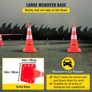 VEVOR Safety Cones 28 in. H PVC Orange Traffic Cone with 2 Reflective Collars for Traffic Control (12-Pack) AQZYCQ2812PC1BVA3V0