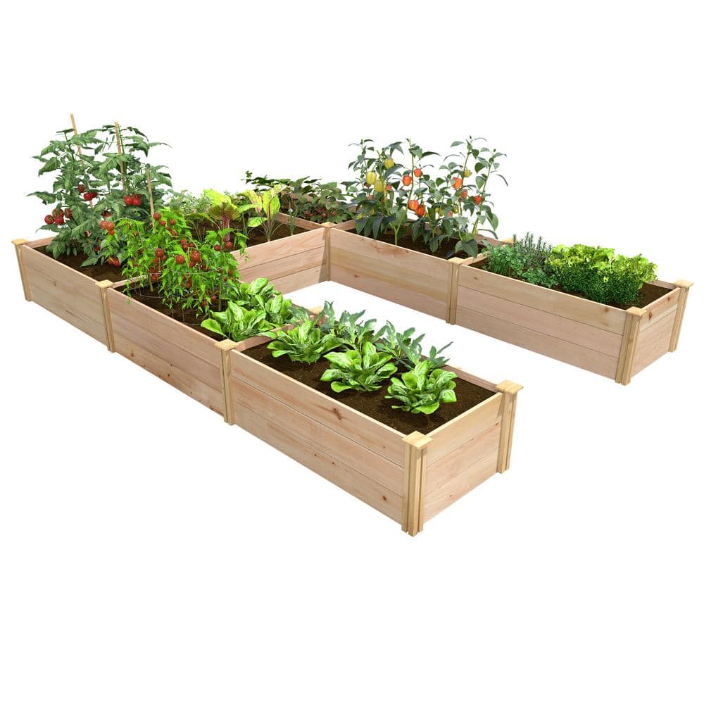 Greenes Fence 8 ft. x 12 ft. x 16.5 in. Premium Cedar U-Shaped Raised Garden Bed RCUSB8X12