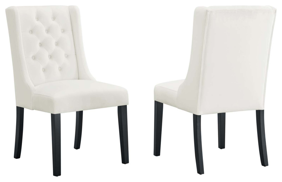 Baronet Performance Velvet Dining Chairs  Set of 2  White   Transitional   Dining Chairs   by First of a Kind USA Inc  Houzz