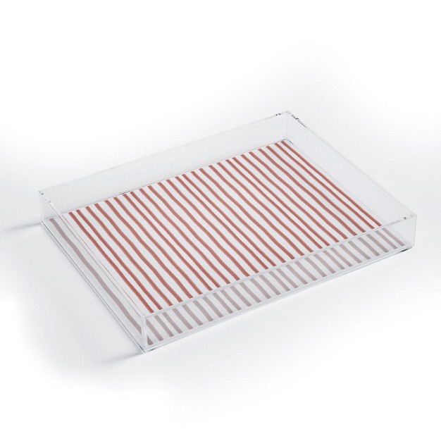 Emanuela Carratoni Old Pink Stripes Acrylic Tray Deny Designs