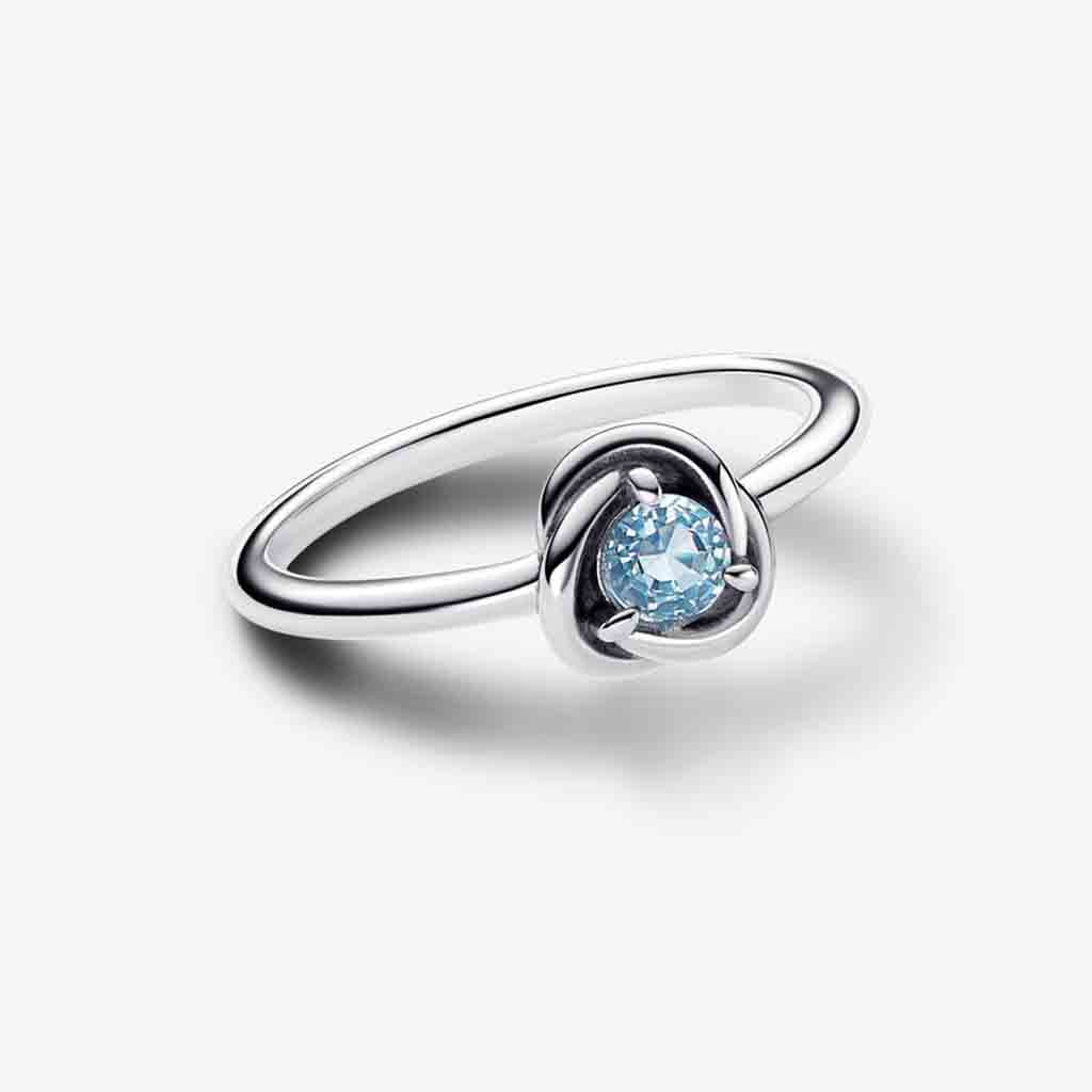 PANDORA  March Sea Aqua Blue Eternity Circle Ring