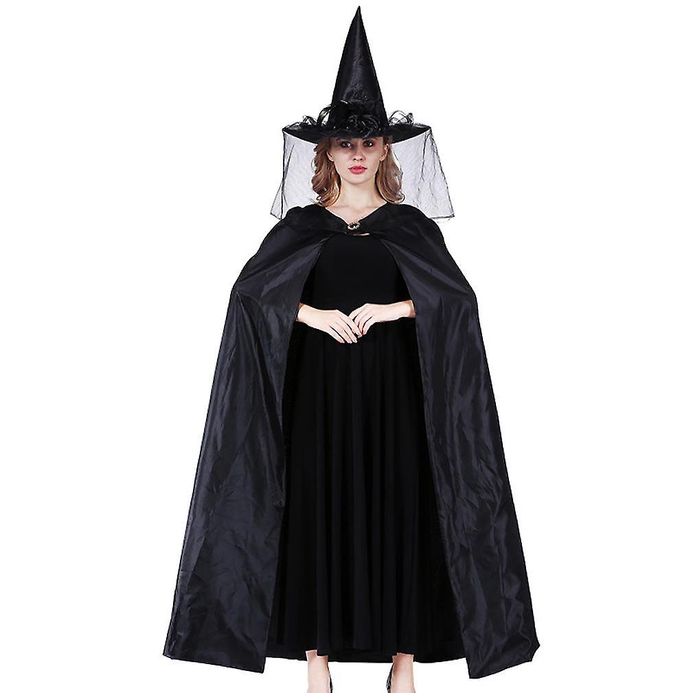 2 Pcs Halloween Cloak Set Cosplay The Witch Elf Poncho And Hat Show Costumes