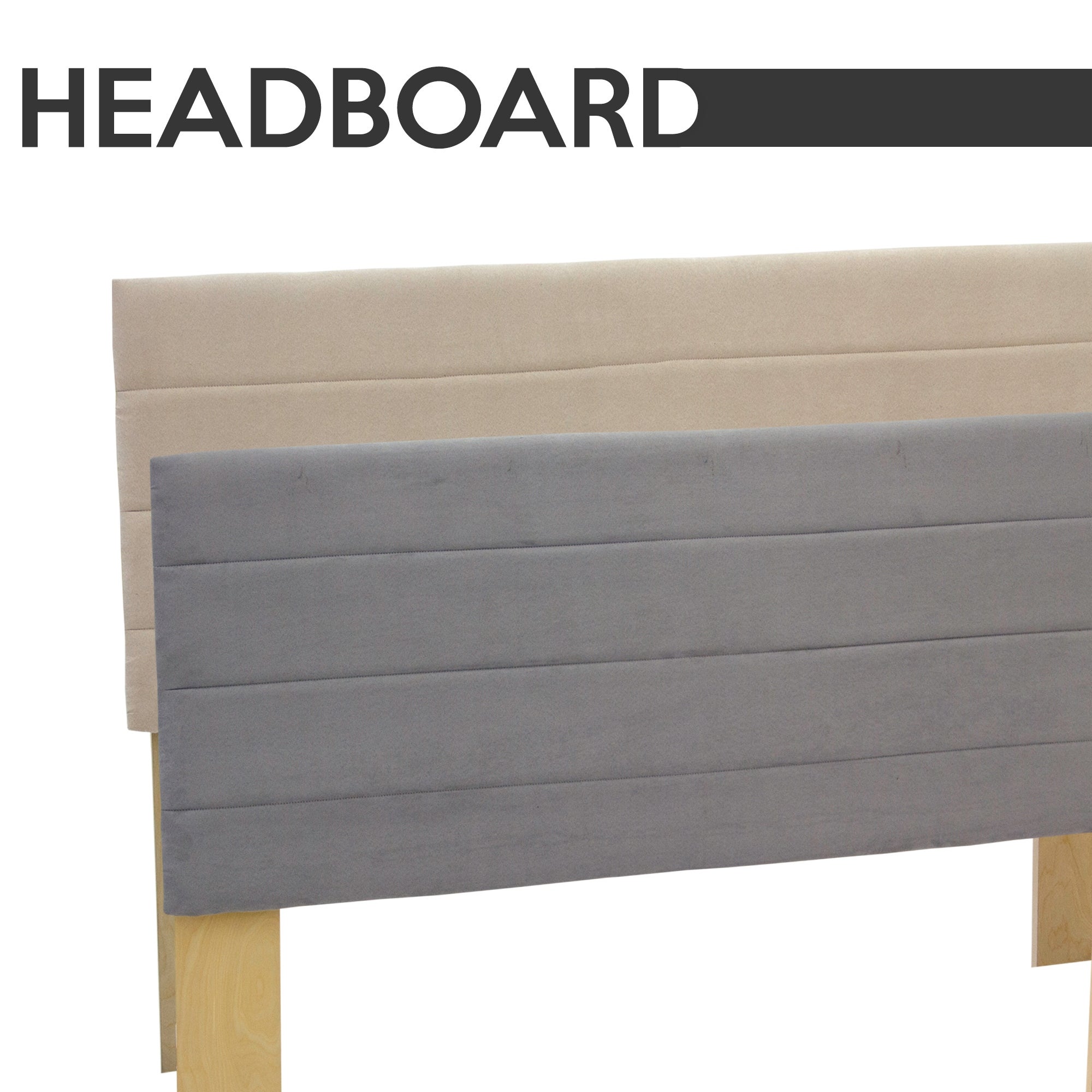 Onetan， Upholstered Fabric Headboard， Grey and Tan. - - 33199530