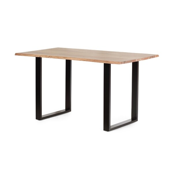 Outdoor Dining Table，Black + Natural，31D x 55W x 30H in