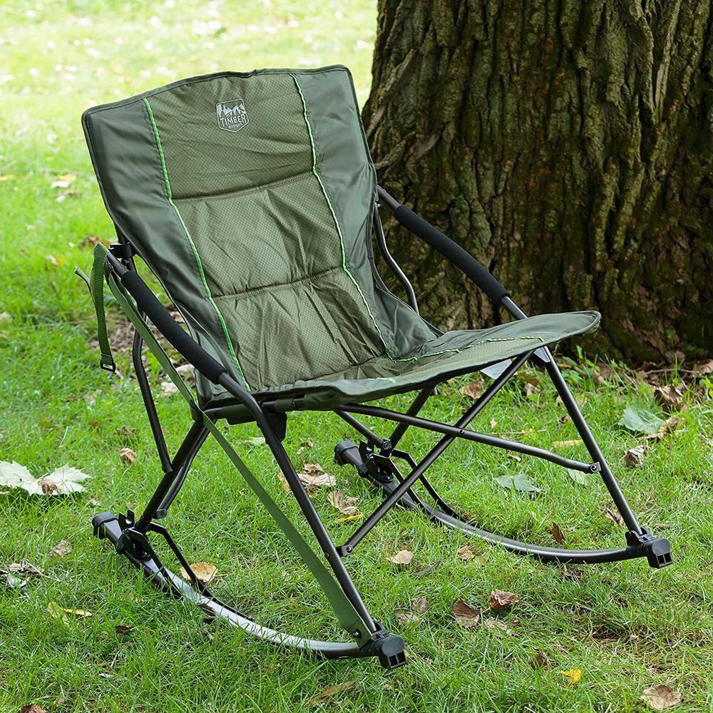 Timber Ridge Alder Green Steel Quad Folding Rocker Camping Chair TR-EVT009