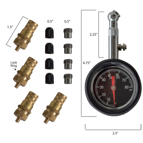 Black Bull TPGDSET 13 Piece Deflators Set with 2 Inch Tire Pressure Gauge