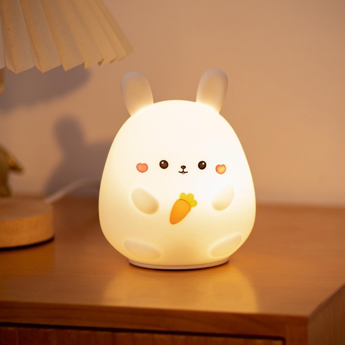 Cute Rabbit Kids Night Light Birthday Gift Night Light Portable Silicone Night Light(2pcs)