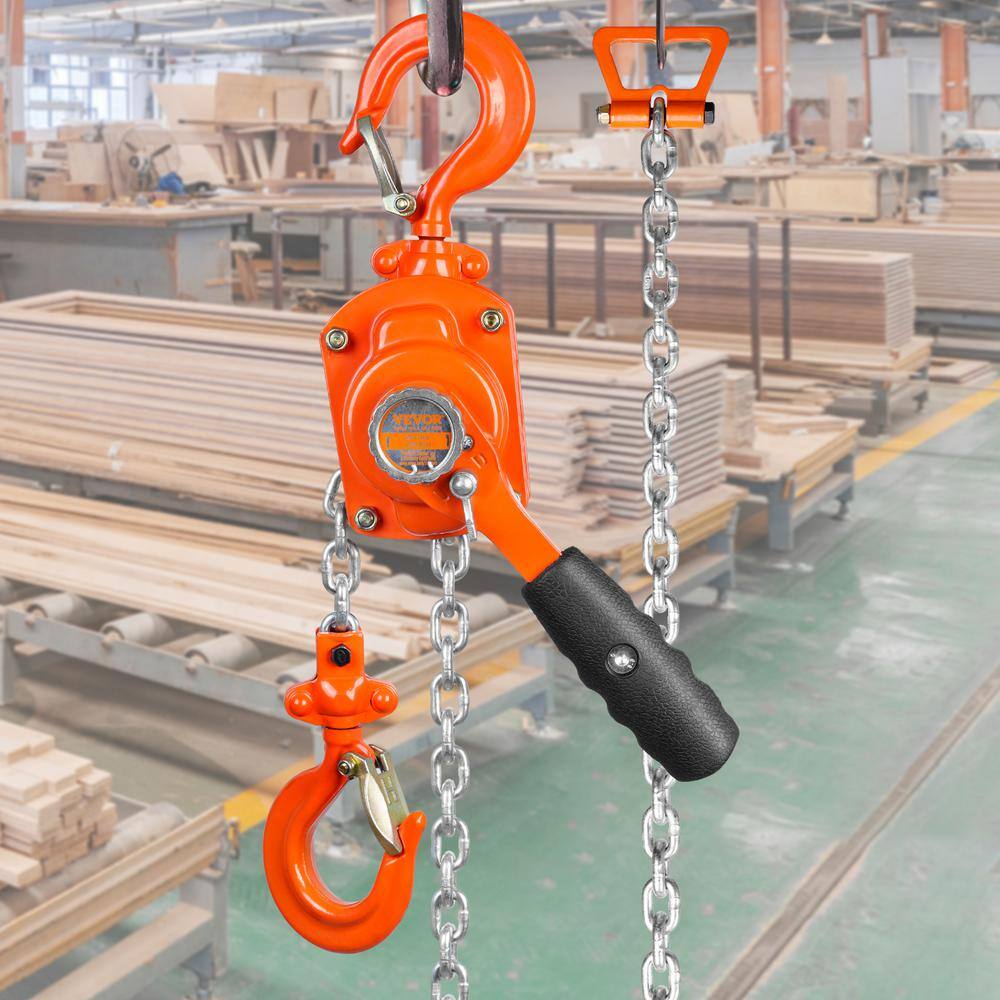 VEVOR 12 Ton Manual Lever Chain Hoist 5 ft. Long Chain Hoist with 360 Rotation Hook and Double-Pawl Brake MNSBHLH12T5FT2QE1V0