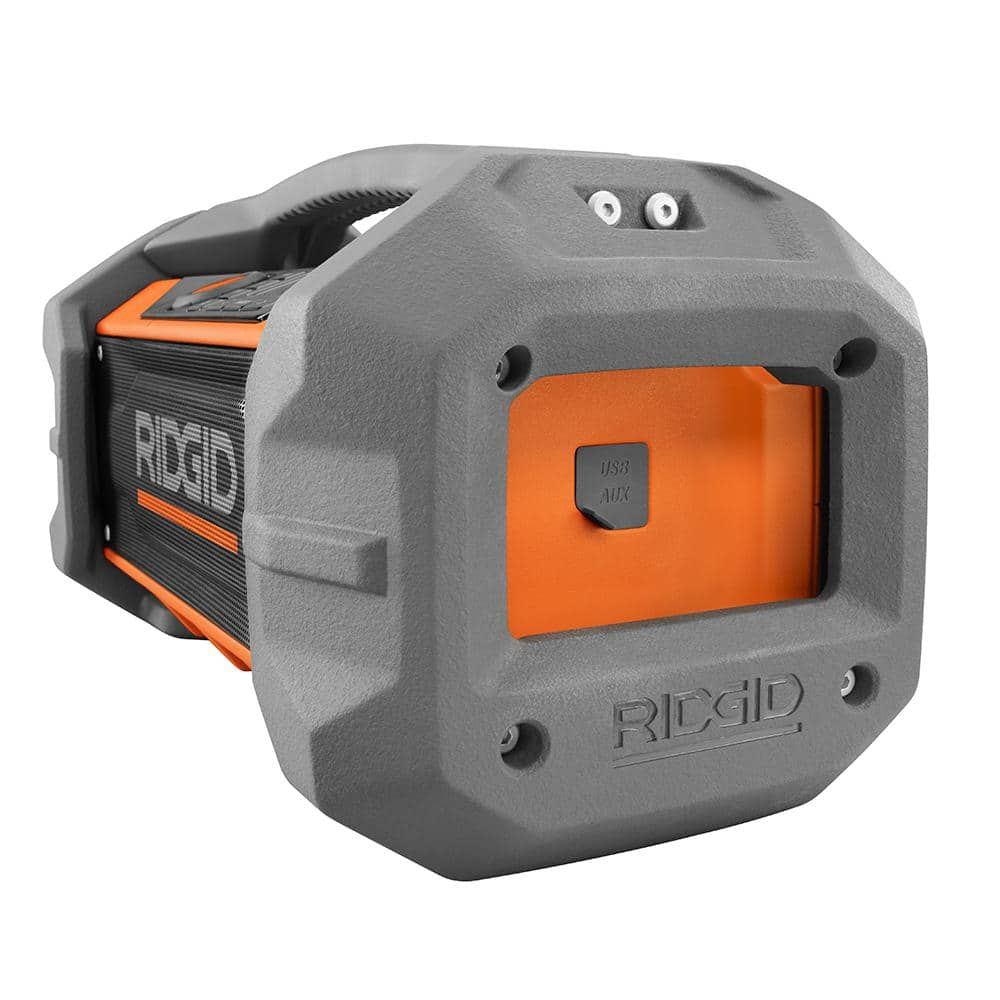 RIDGID 18V Hybrid Jobsite Radio with Bluetooth Wireless Technology with 18V Lithium-Ion 4.0 Ah Battery R84087-AC87004