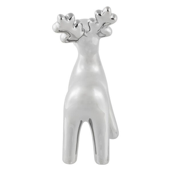 Sleek Ceramic Standing Moose Christmas Figurine