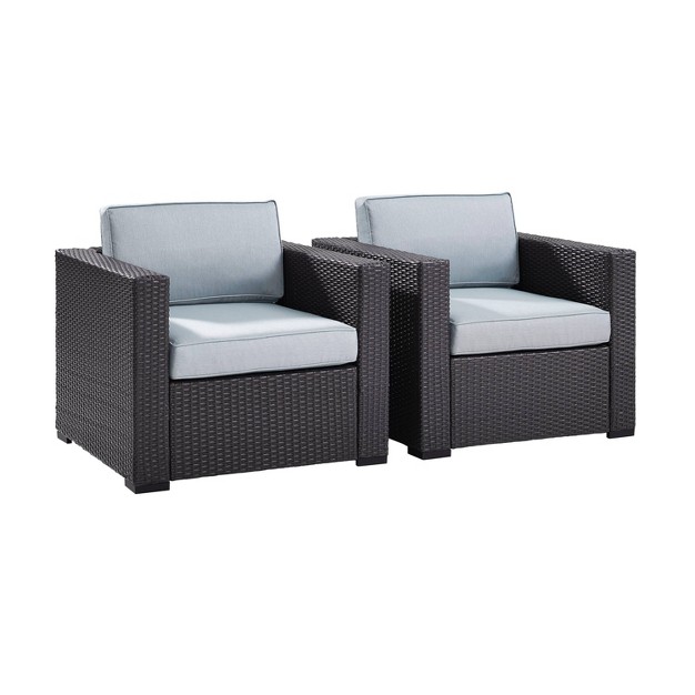 Biscayne 2pk Outdoor Wicker Chairs Mist Crosley