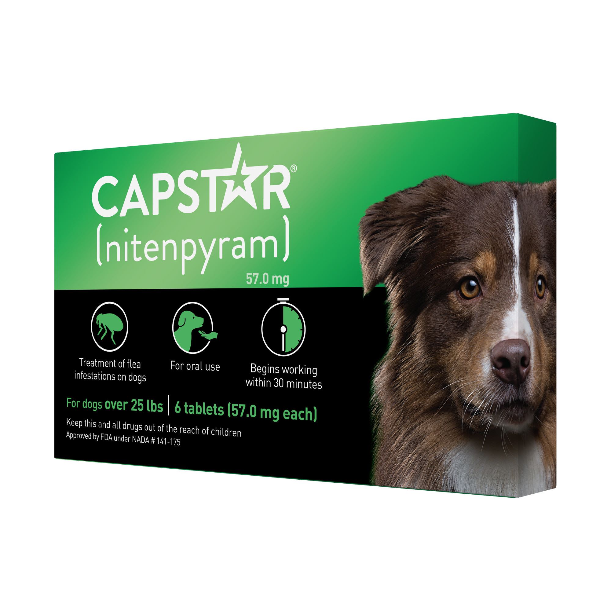 Capstar Flea Tablets for Dogs over 25 lbs.， Count of 6