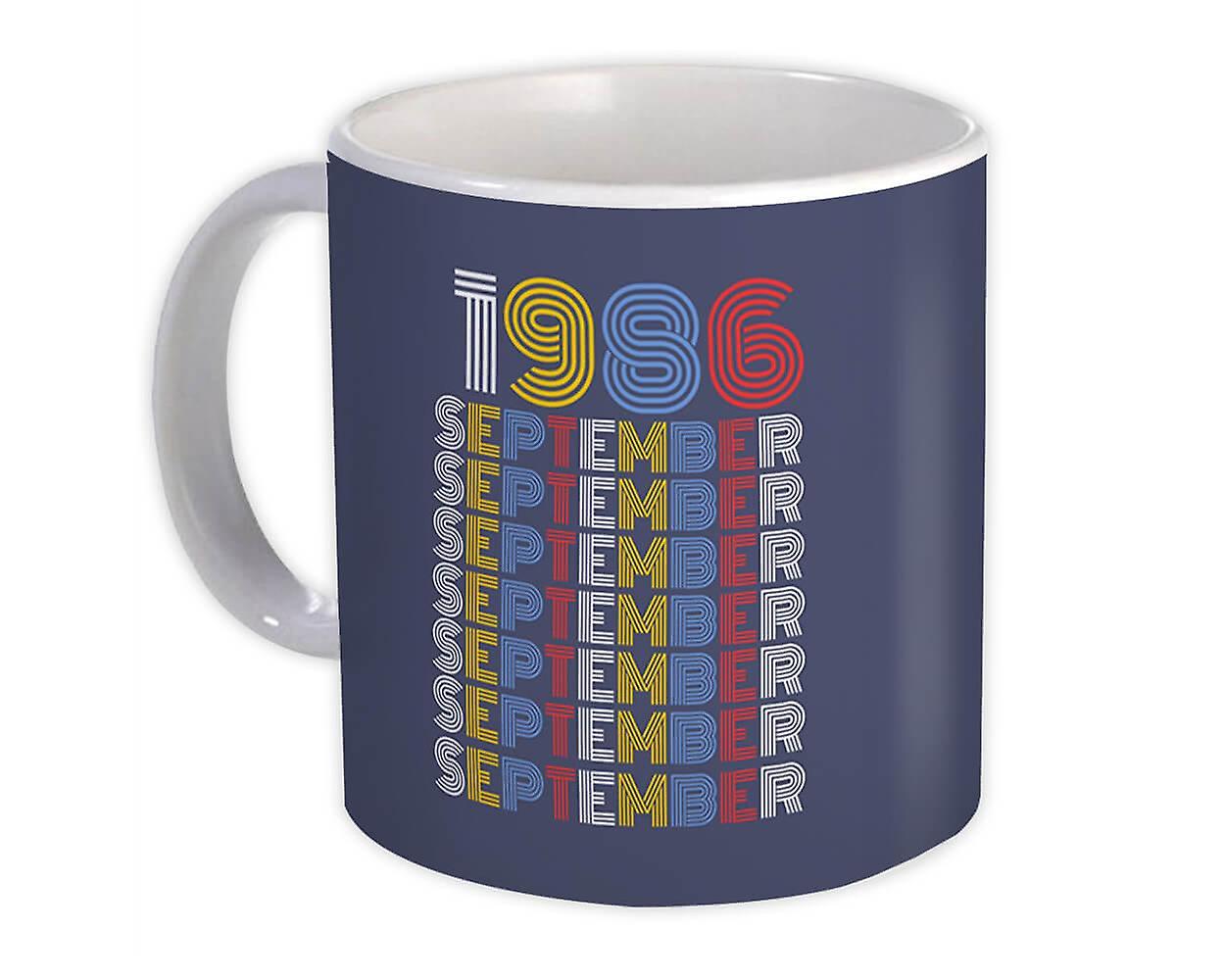 Gift Mug: 1986 September Colorful Retro Birthday Age